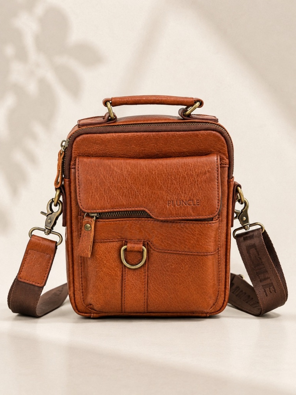 Pluncle Brown Leather Crossbody Messenger Bag sling bag